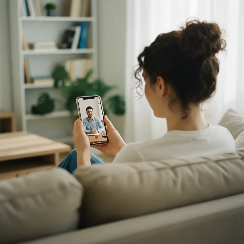 Patient in der Video-Therapie mit Behandler
